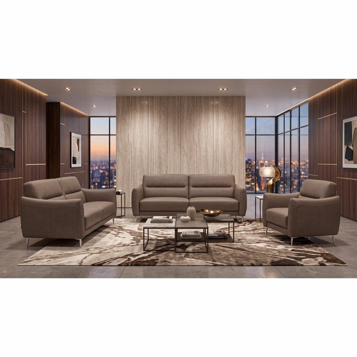 Nicoletti Jupiter Taupe Leather 2 Seater Sofa