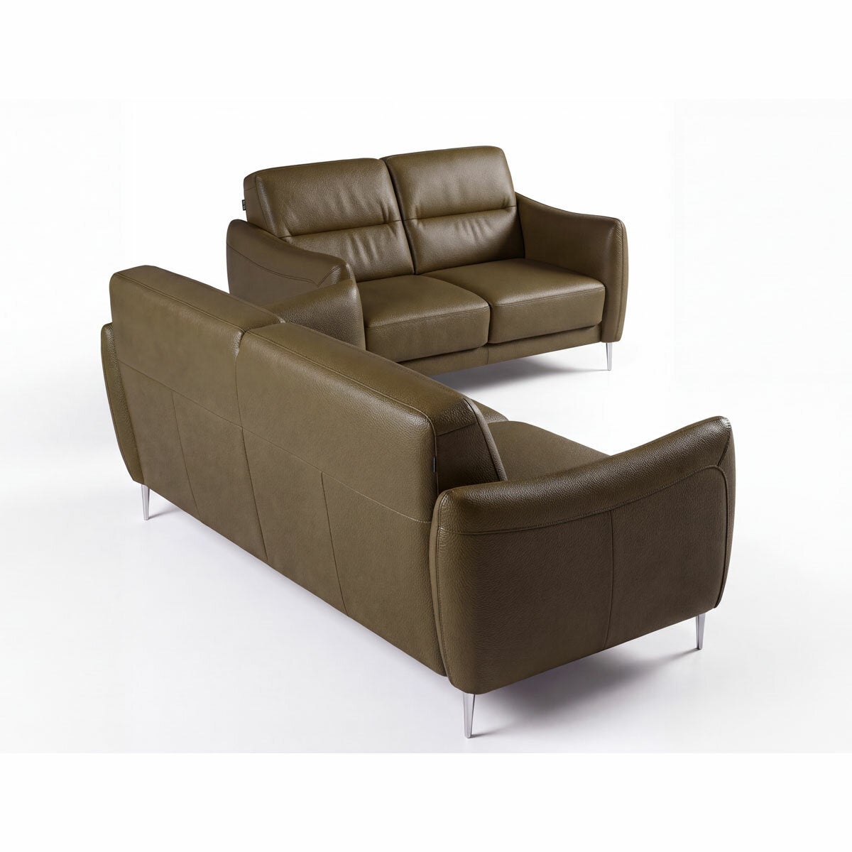 Nicoletti Jupiter Taupe Leather 2 Seater Sofa