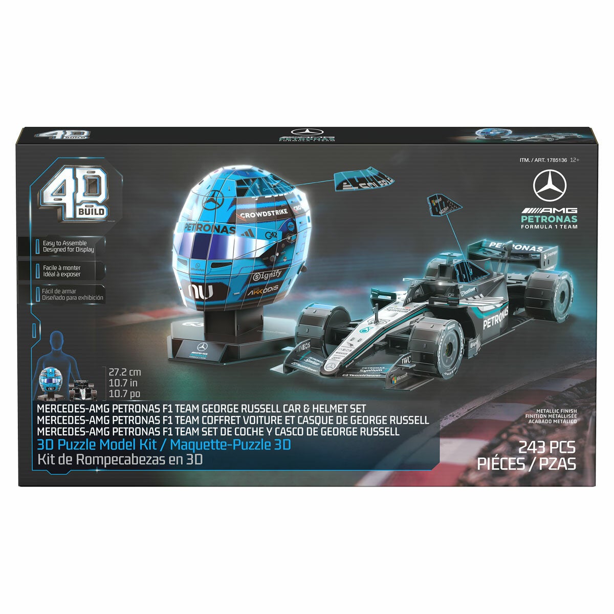 4D Build 3D Puzzle Model Kit (12+ Years) - Mercedes F1 Team George Russell Car and Helmet
