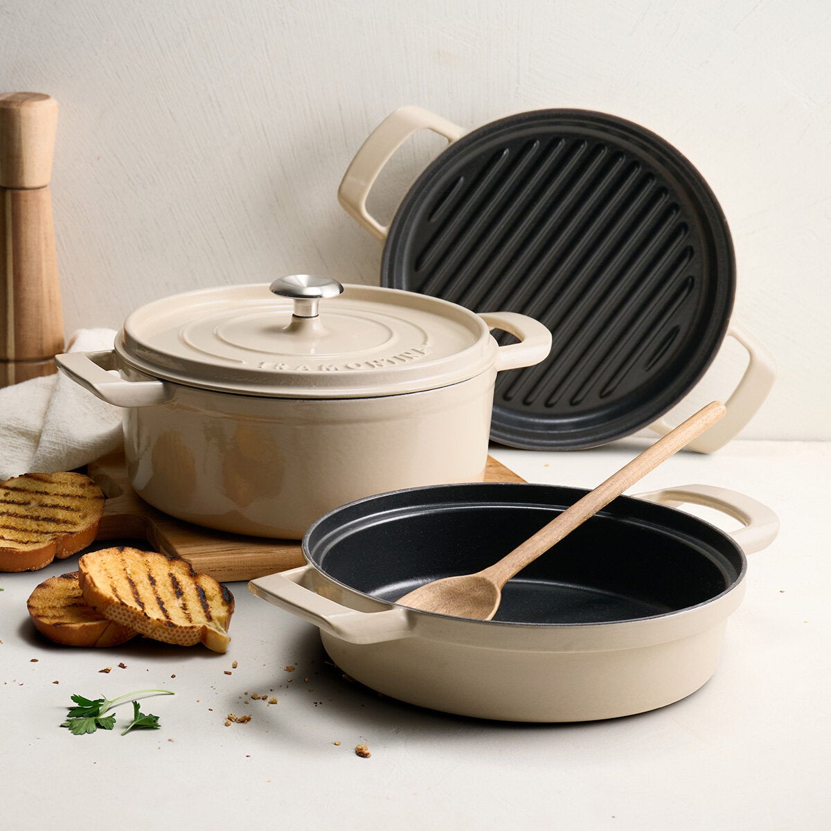 Tramontina Nested Cast Iron Set, 4 Piece in 2 Colour Sets
