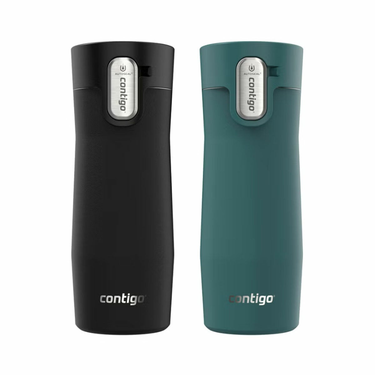 Contigo Thermal Mug 473ml, 2 Pack in 3 Colour Sets - Black & Green
