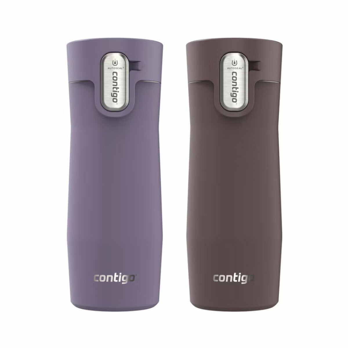 Contigo Thermal Mug 473ml, 2 Pack in 3 Colour Sets - Purple & Brown