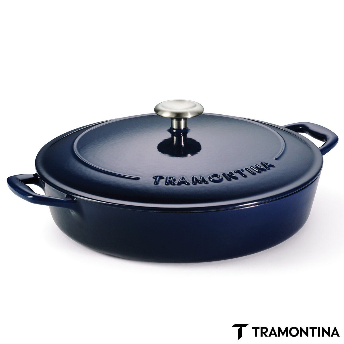Tramontina Enamel Cast Iron Shallow Casserole Dish, 30cm / 3.8L in 2 Colours - B