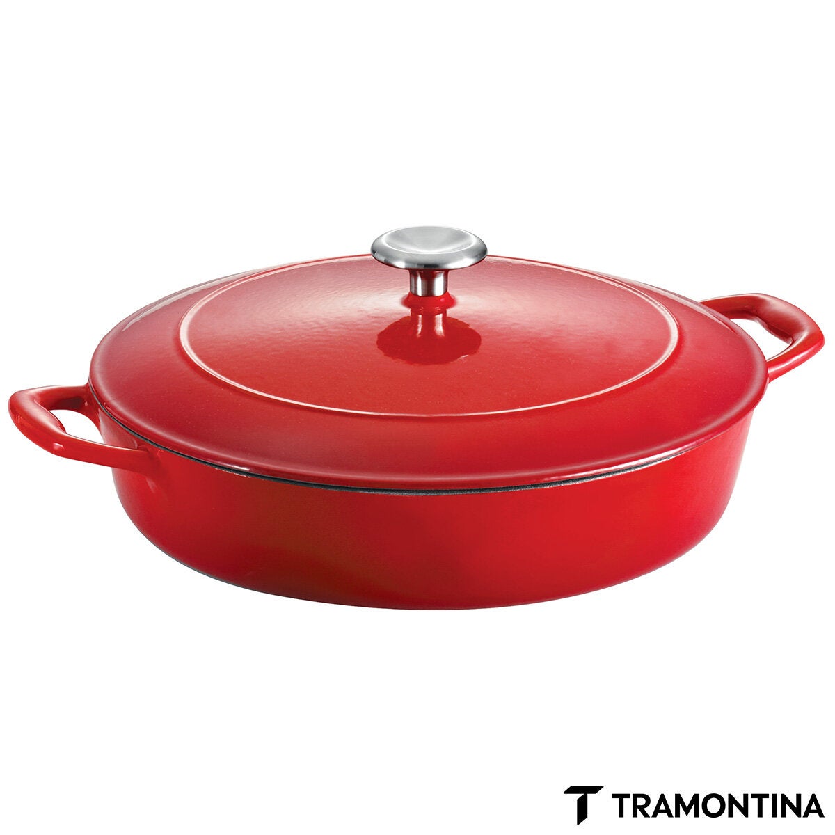 Tramontina Enamel Cast Iron Shallow Casserole Dish, 30cm / 3.8L in 2 Colours - R