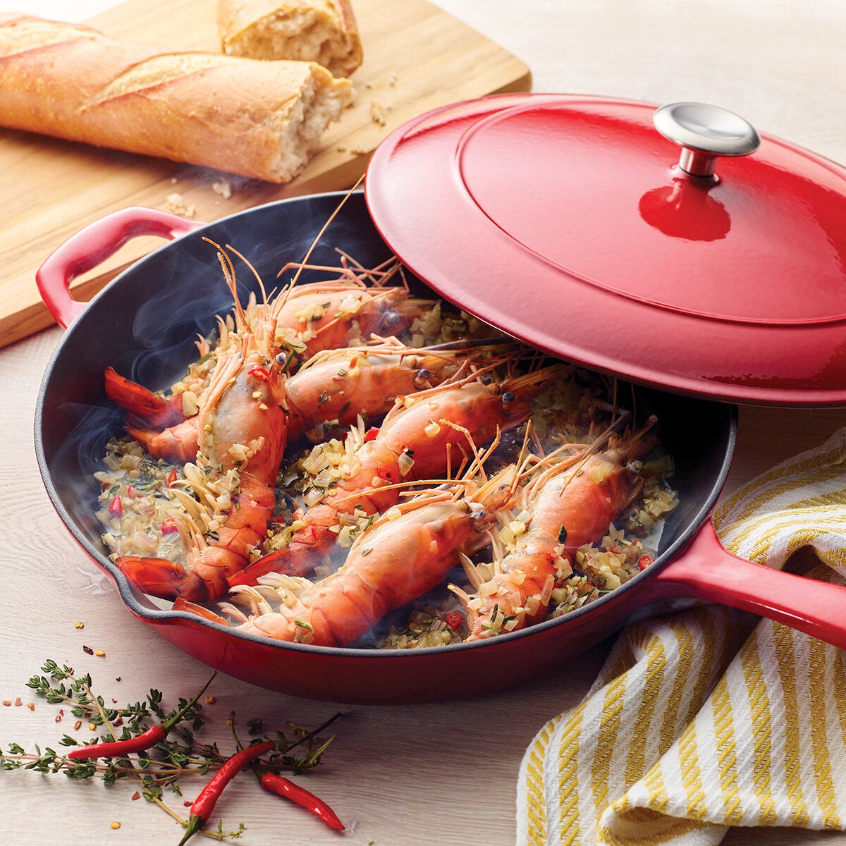 Tramontina Enamel Cast Iron Saute Pan with Lid, 30cm / 3.25L in 2 Colours