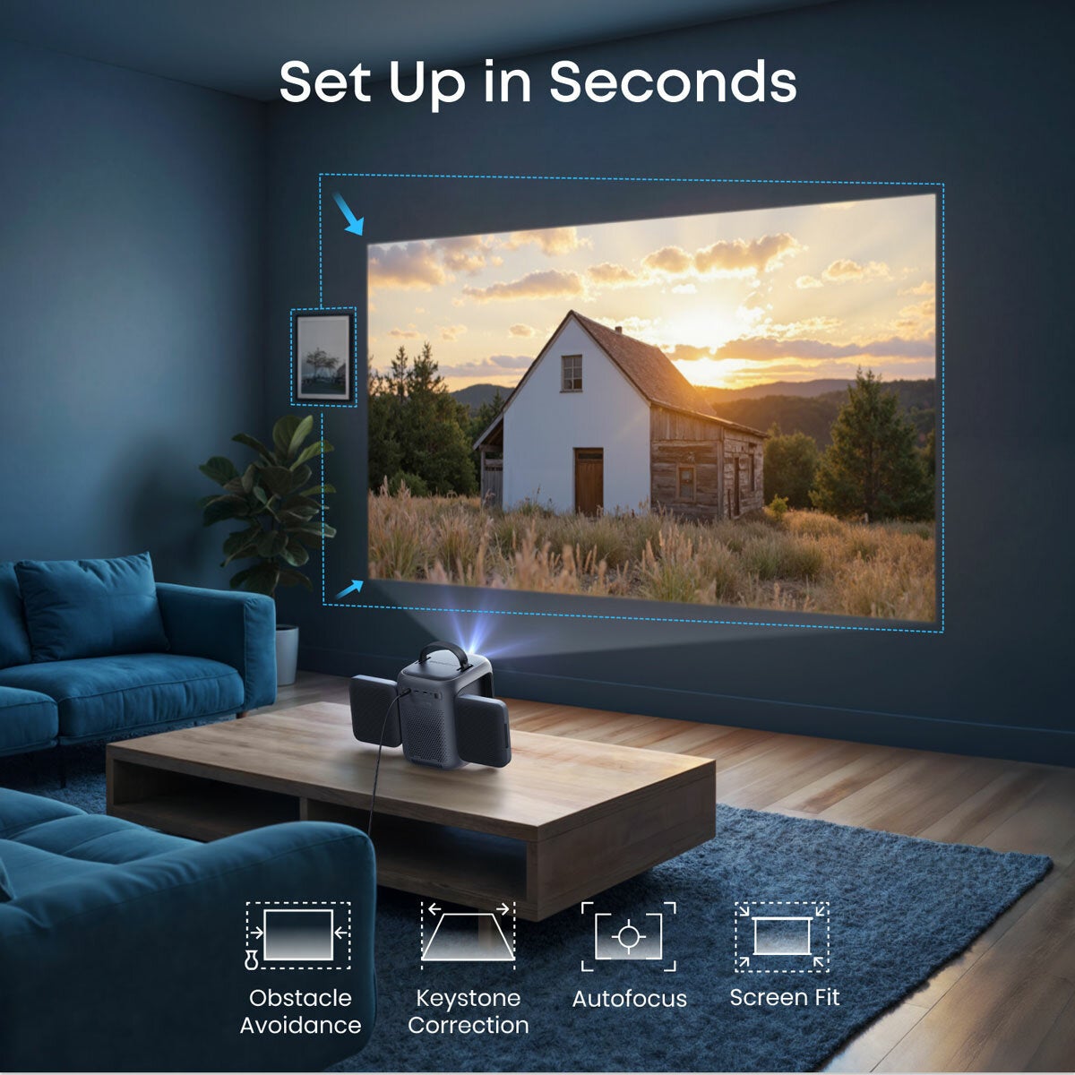 Soundcore Nebula P1 Full HD Smart Projector with Flippable Speakers, 100" Screen