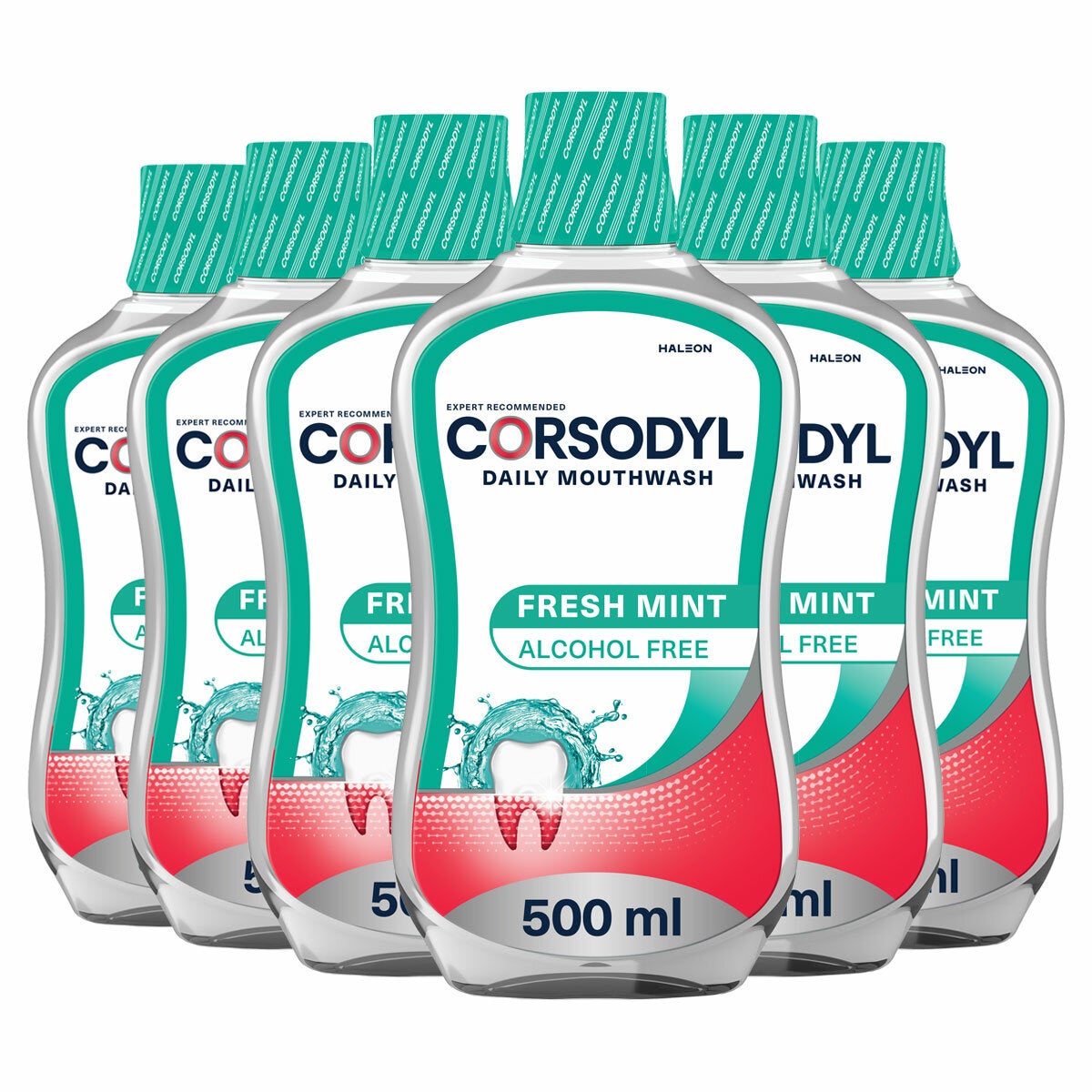Corsodyl Daily Fresh Mint Mouth Wash, 6 x 500ml