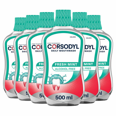 Corsodyl Daily Fresh Mint Mouth Wash, 6 x 500ml