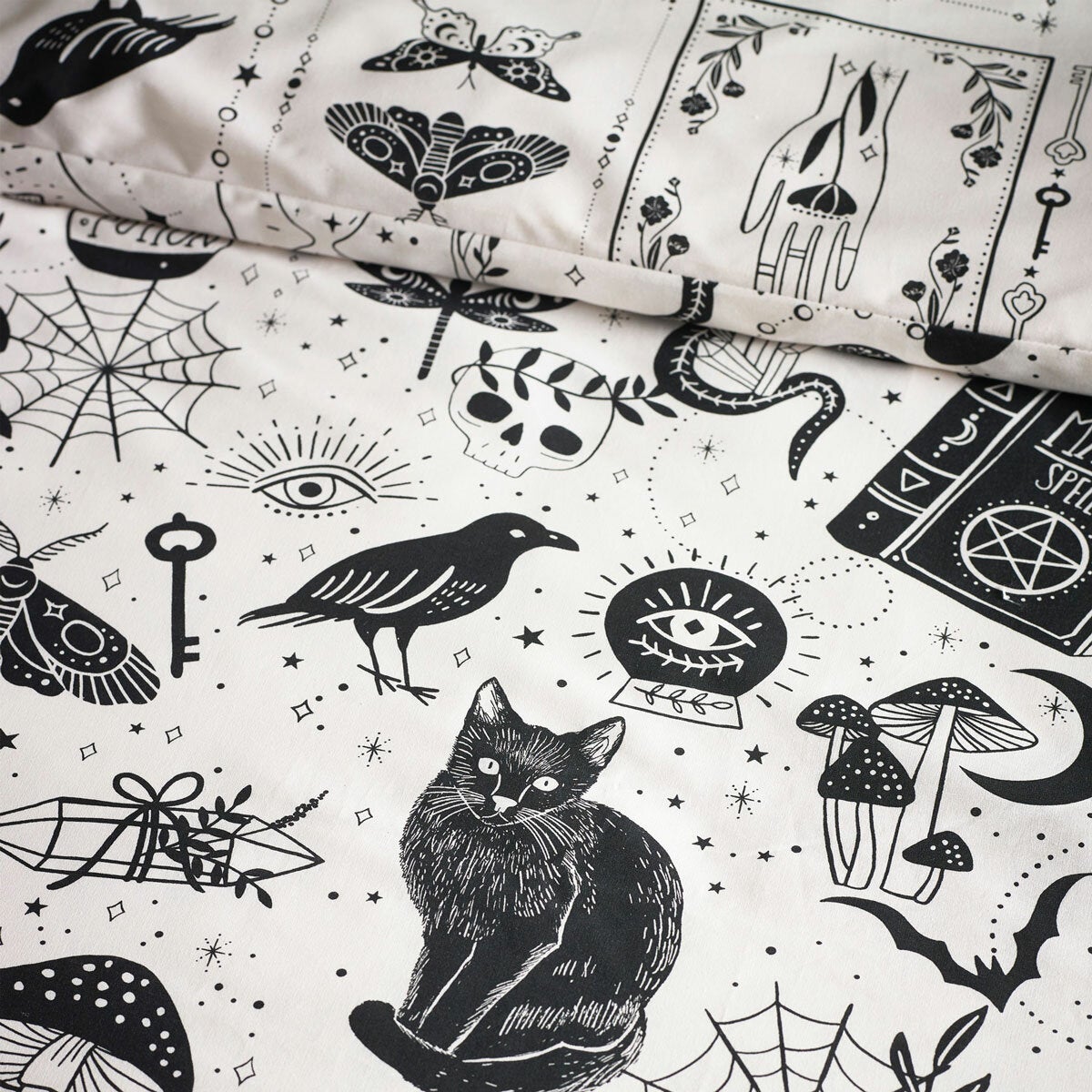 Catherine Lansfield Black Enchanted Witchcraft Duvet Cover Set In 3 Sizes
