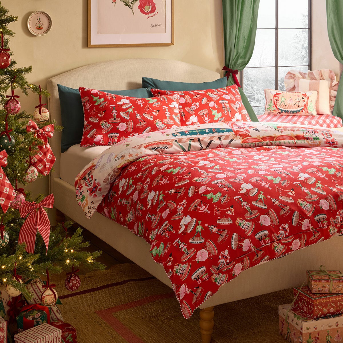 Cath Kidston Christmas Nutcracker Scene Reversible Duvet Cover Set In 4 Sizes