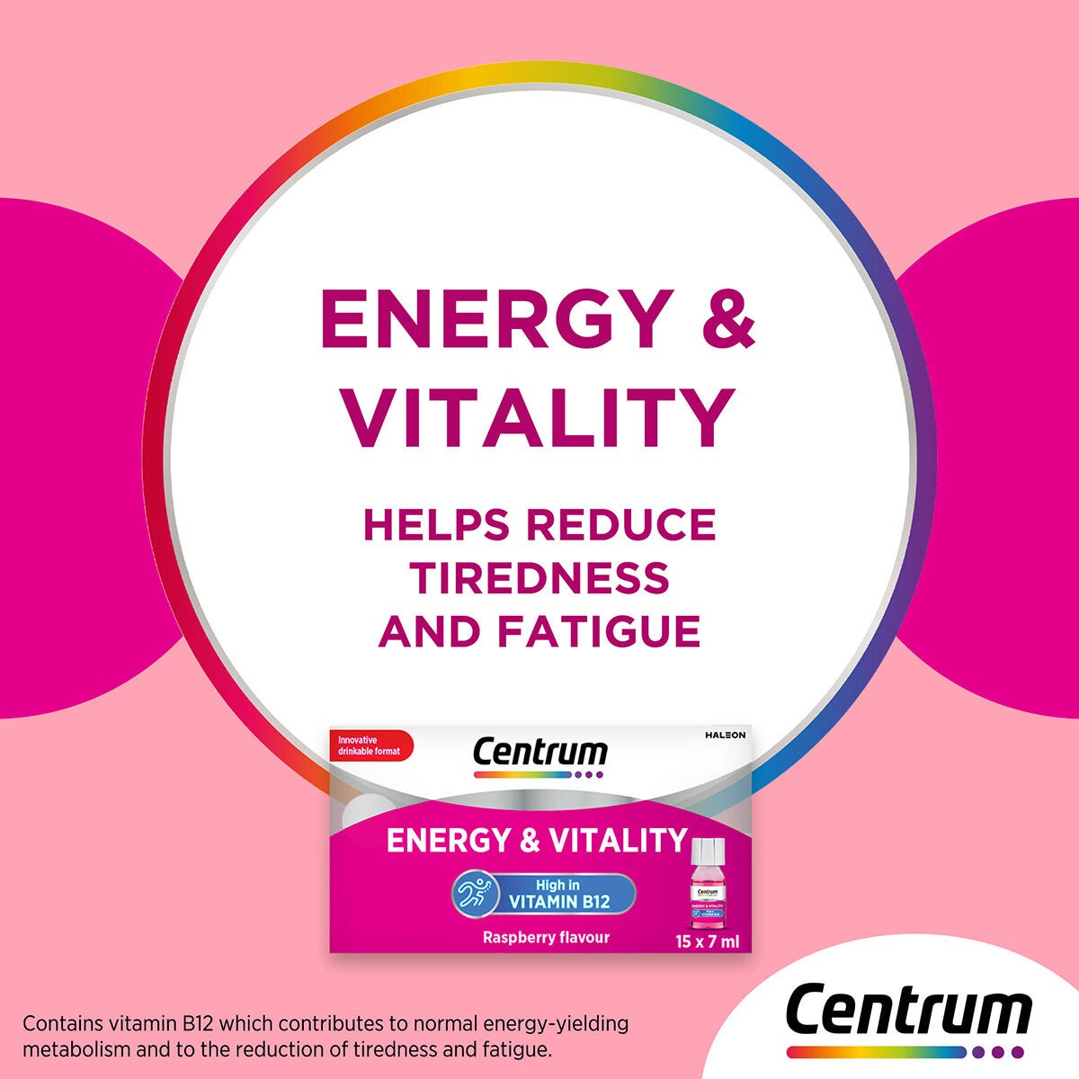 Centrum B12 Energy and Vitality Shots, Raspberry 30 x 7ml