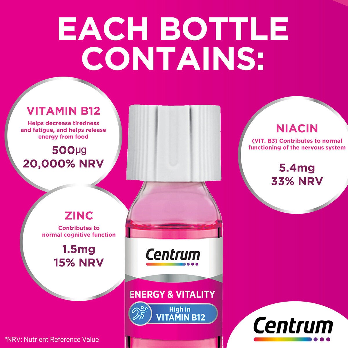 Centrum B12 Energy and Vitality Shots, Raspberry 30 x 7ml