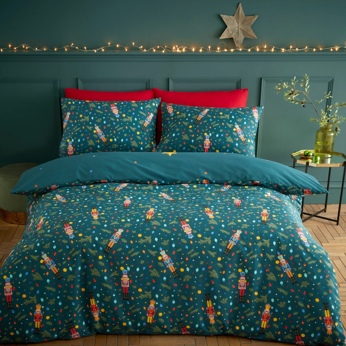 Catherine Lansfield Christmas Nutcracker Reversible Duvet Cover Set