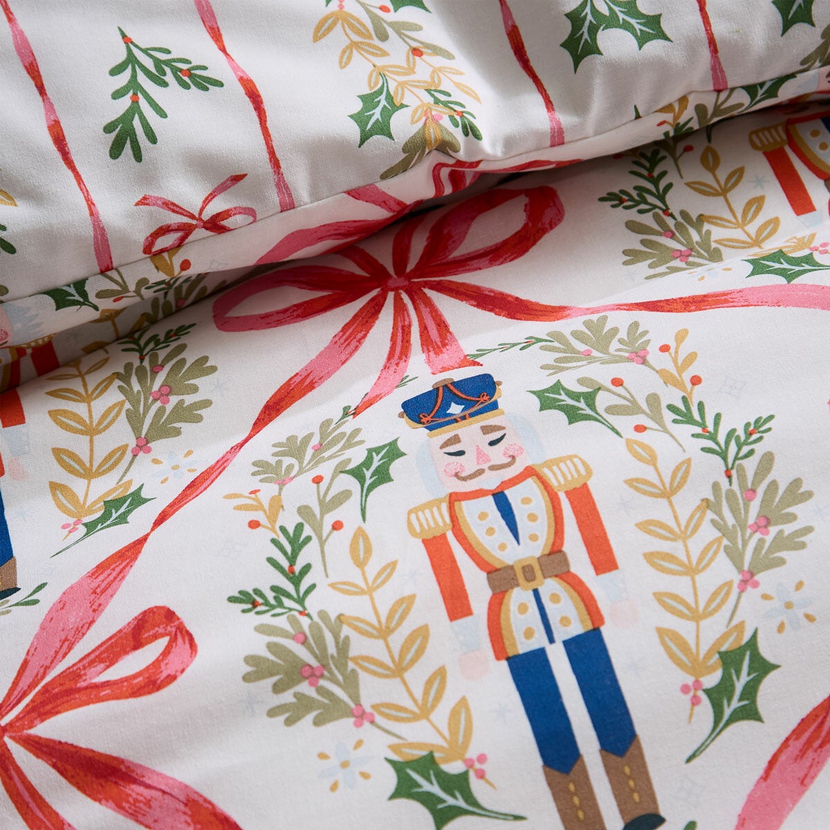 Catherine Lansfield Christmas Nutcracker Bows Reversible Duvet Cover Set In 3 Si
