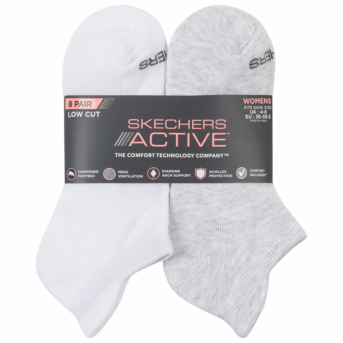 Skechers Women's No Show Sock 8 Pack
