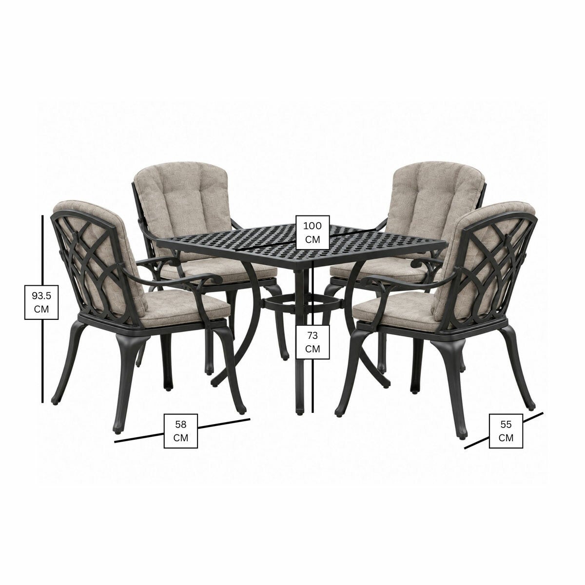 Bramblecrest Milan 5 Piece Dining Set in Black