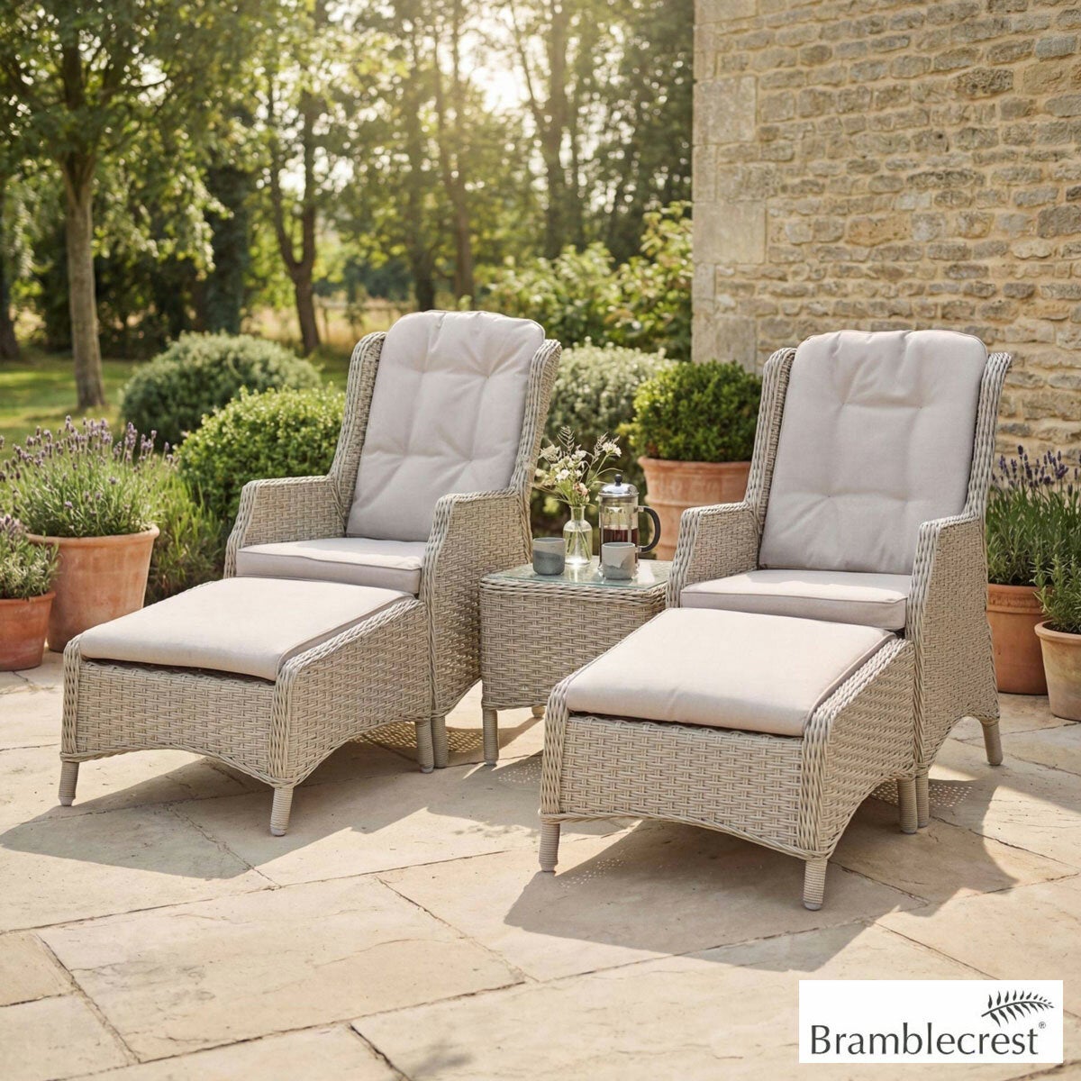Bramblecrest Woodchester Reclining Sun Lounger - Set of 2
