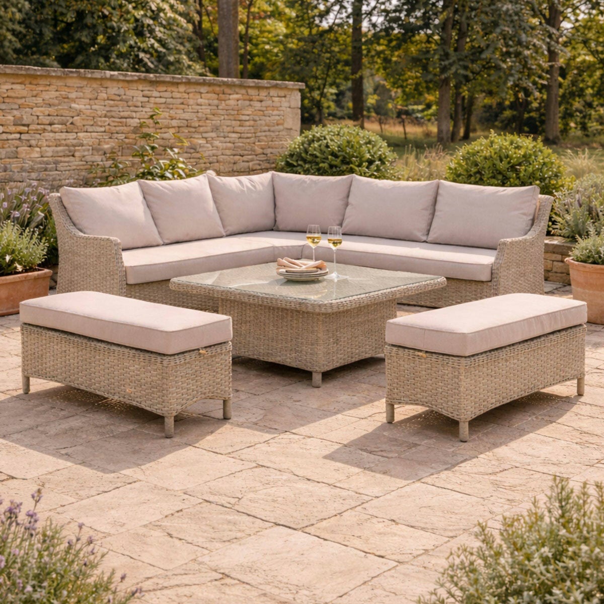 Bramblecrest Woodchester Corner Patio Set with Adjustable Table