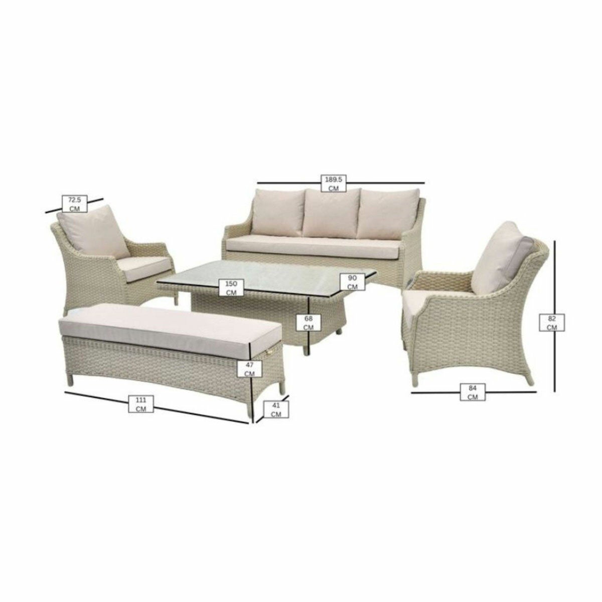 Bramblecrest Woodchester 5 Piece Patio Set with Adjustable Table