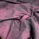 Damask Faux Silk Slub Upholstery Curtain Brocade Fabric, Purple
