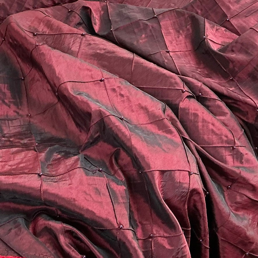 100m Wholesale Taffeta Diamond Quilted & Pearl Taffeta Fabric 60" Wine Shot Black - Bull Ring Fabrics