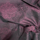 Damask Faux Silk Slub Upholstery Curtain Brocade Fabric, Purple