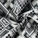 Aztec Diamonds Tapestry Fabric Upholstery 140cm, Black/White