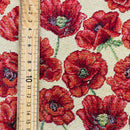 Red Poppies Floral Tapestry Upholstery Fabric 140cm