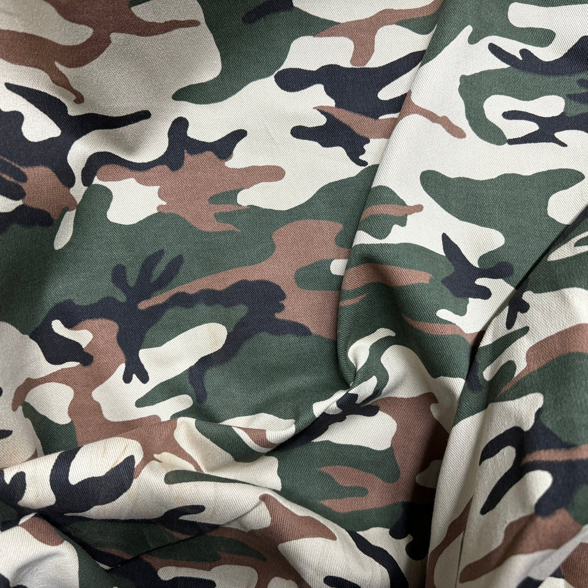 Army Camo 100% Cotton Drill Camouflage Dress Craft Fabric 137cm, Beige/Green - Bull Ring Fabrics