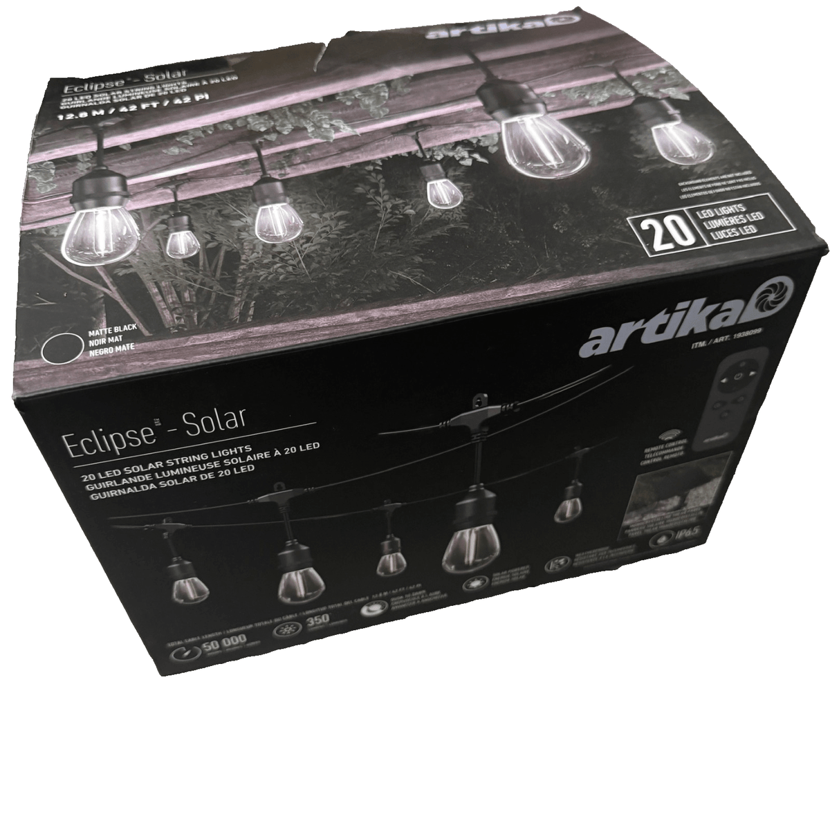 Artika Solar String Lights 20 LED 12.8m Patio Garden Outdoor Bar Remote USB-C - Bull Ring Fabrics