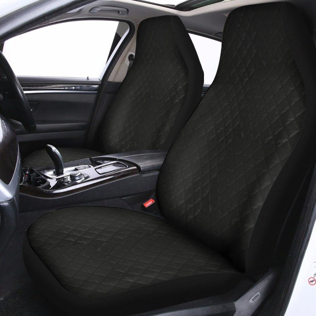 Black Quilted Bentley Double Stitch Leather Car Seats Upholstery Fabric 54" Black - Bull Ring Fabrics