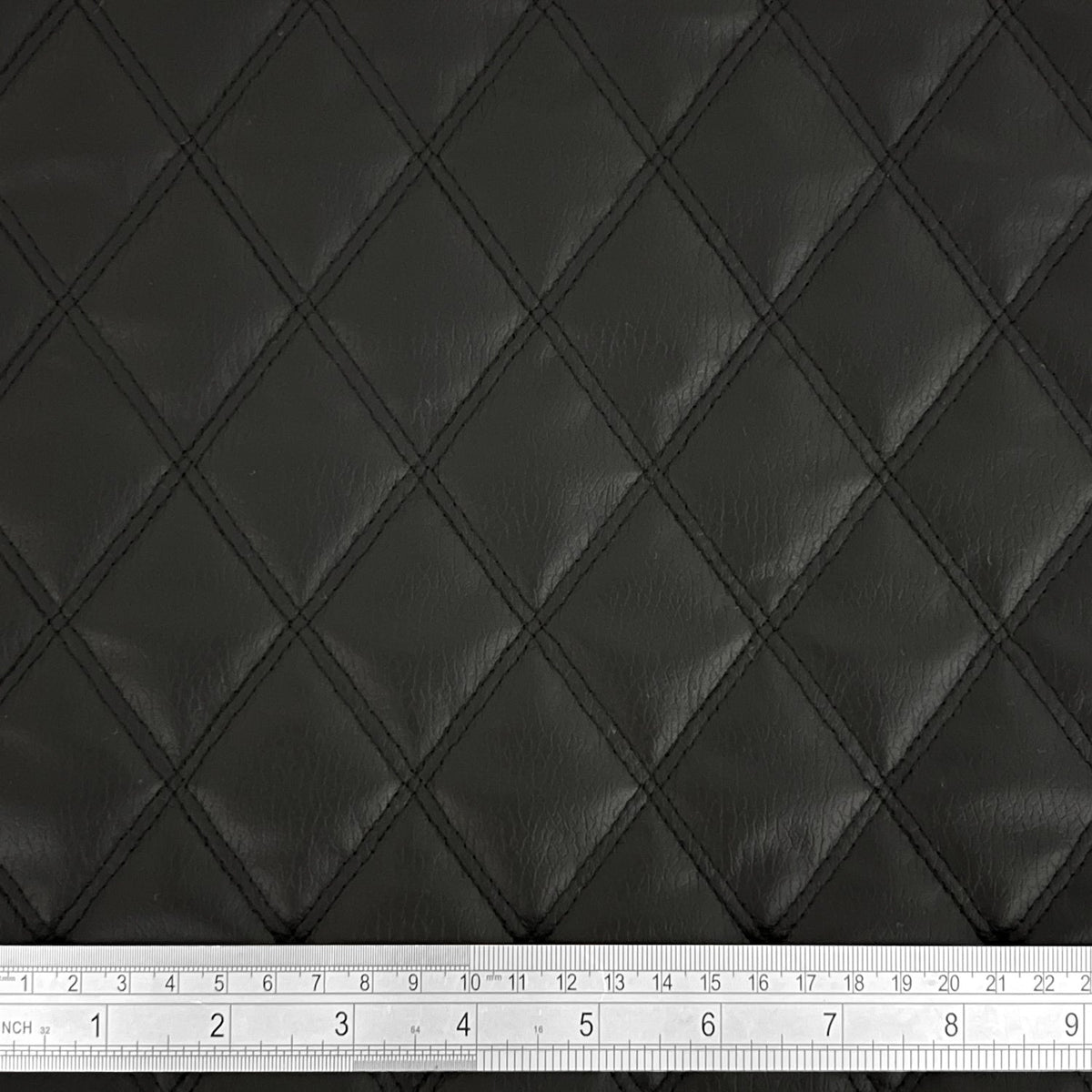 Black Quilted Bentley Double Stitch Leather Car Seats Upholstery Fabric 54" Black - Bull Ring Fabrics