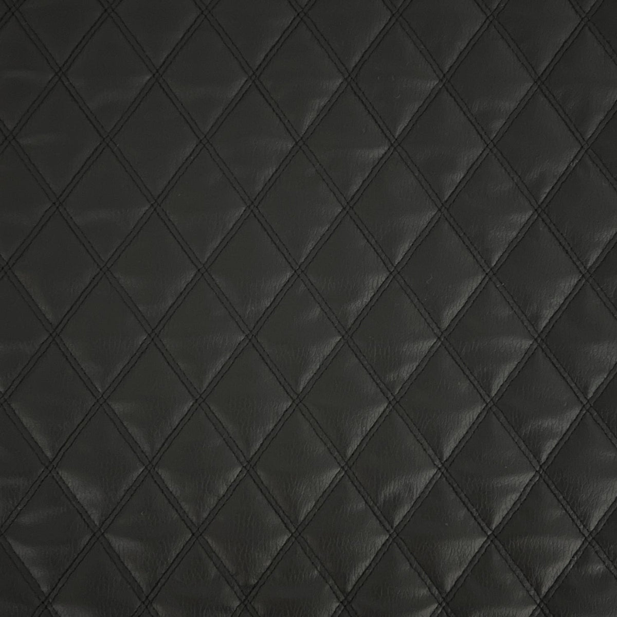 Black Quilted Bentley Double Stitch Leather Car Seats Upholstery Fabric 54" Black - Bull Ring Fabrics
