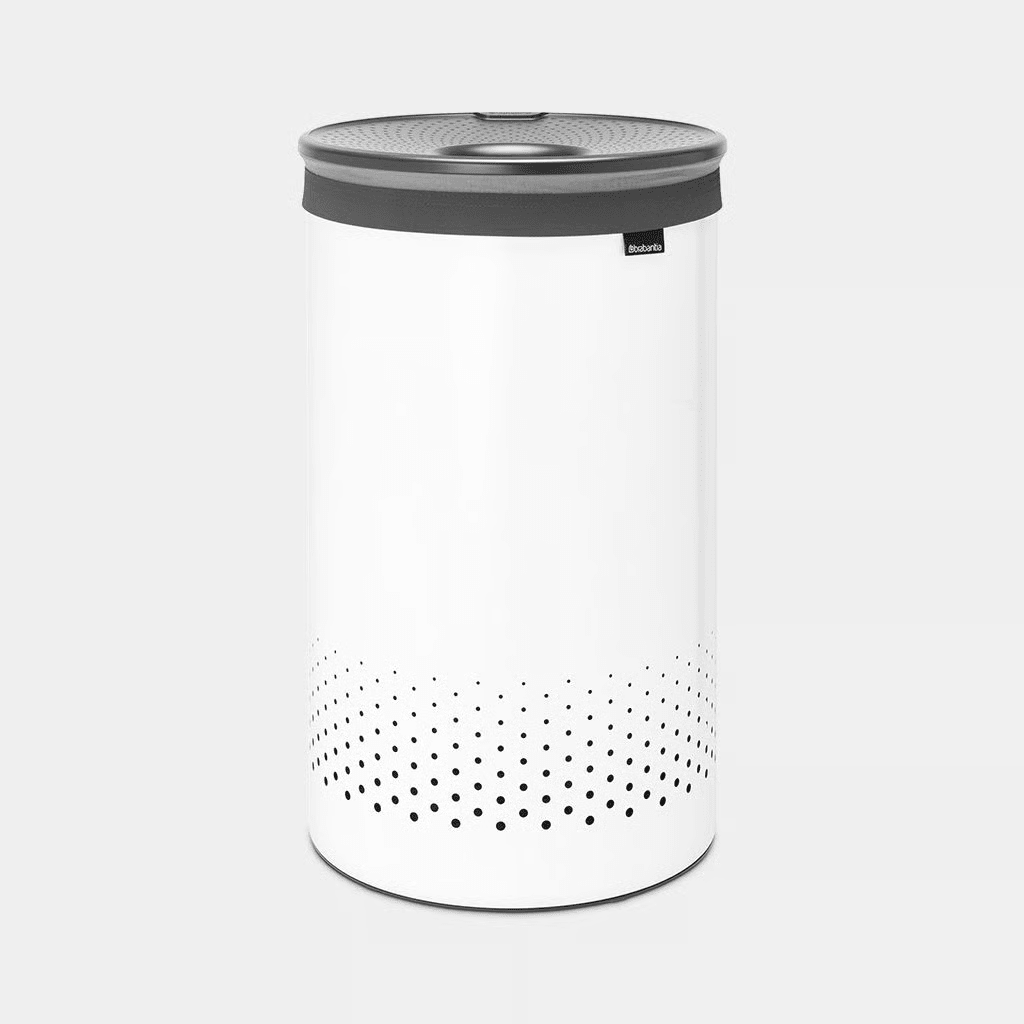Brabantia 60L Laundry Bin White | Quick-Drop Lid | Removable Cotton Bag - Bull Ring Fabrics