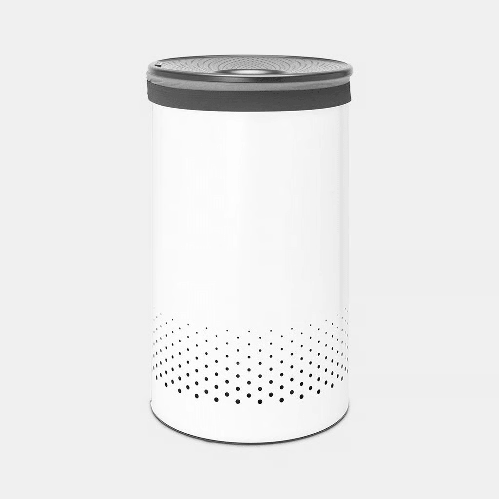Brabantia 60L Laundry Bin White | Quick-Drop Lid | Removable Cotton Bag - Bull Ring Fabrics