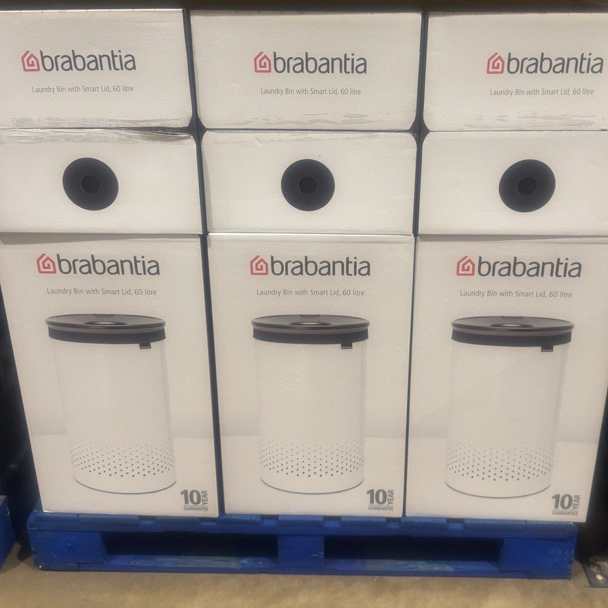 Brabantia 60L Laundry Bin White | Quick-Drop Lid | Removable Cotton Bag - Bull Ring Fabrics