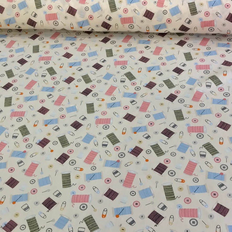 Cotton Reels Rose & Hubble Poplin Fabric, Cream - Bull Ring Fabrics