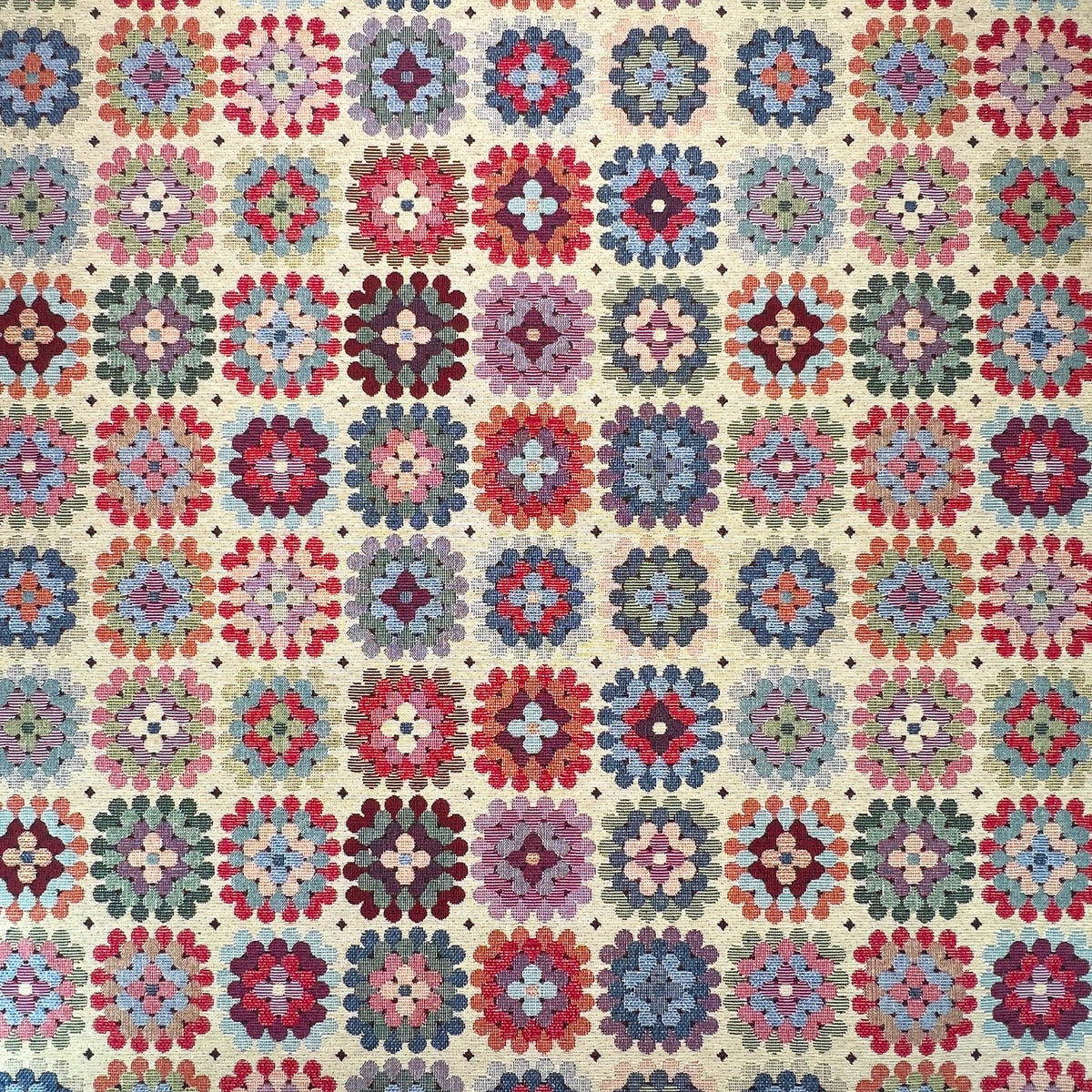 Crochet Abstract Floral Tapestry Upholstery Curtain Fabric 140cm - Bull Ring Fabrics