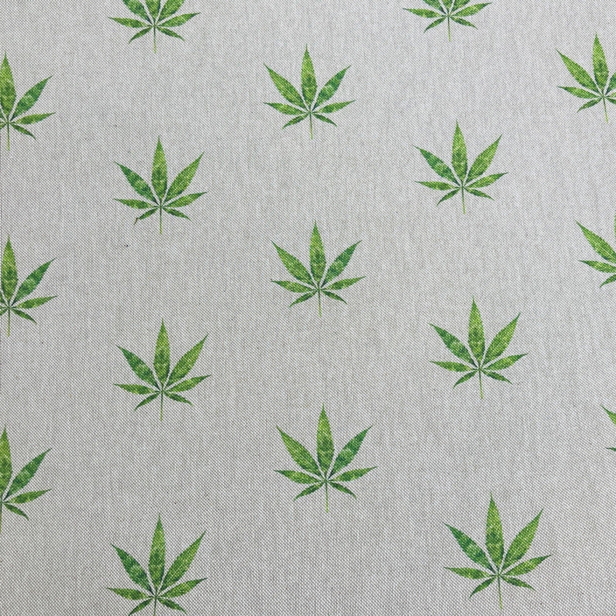 Digital Printed Cotton Linen Fabric, Hemp Leaf - Bull Ring Fabrics