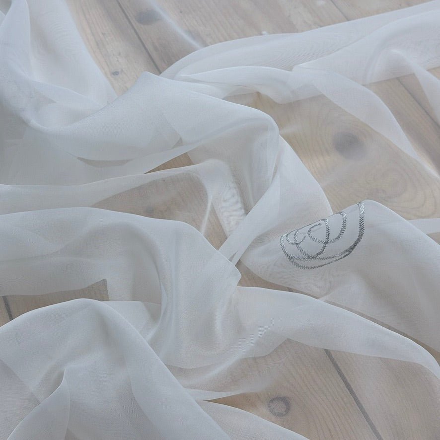 Embroidered Circles Voile Fabric Sheer Net Curtain Material 60" - Bull Ring Fabrics