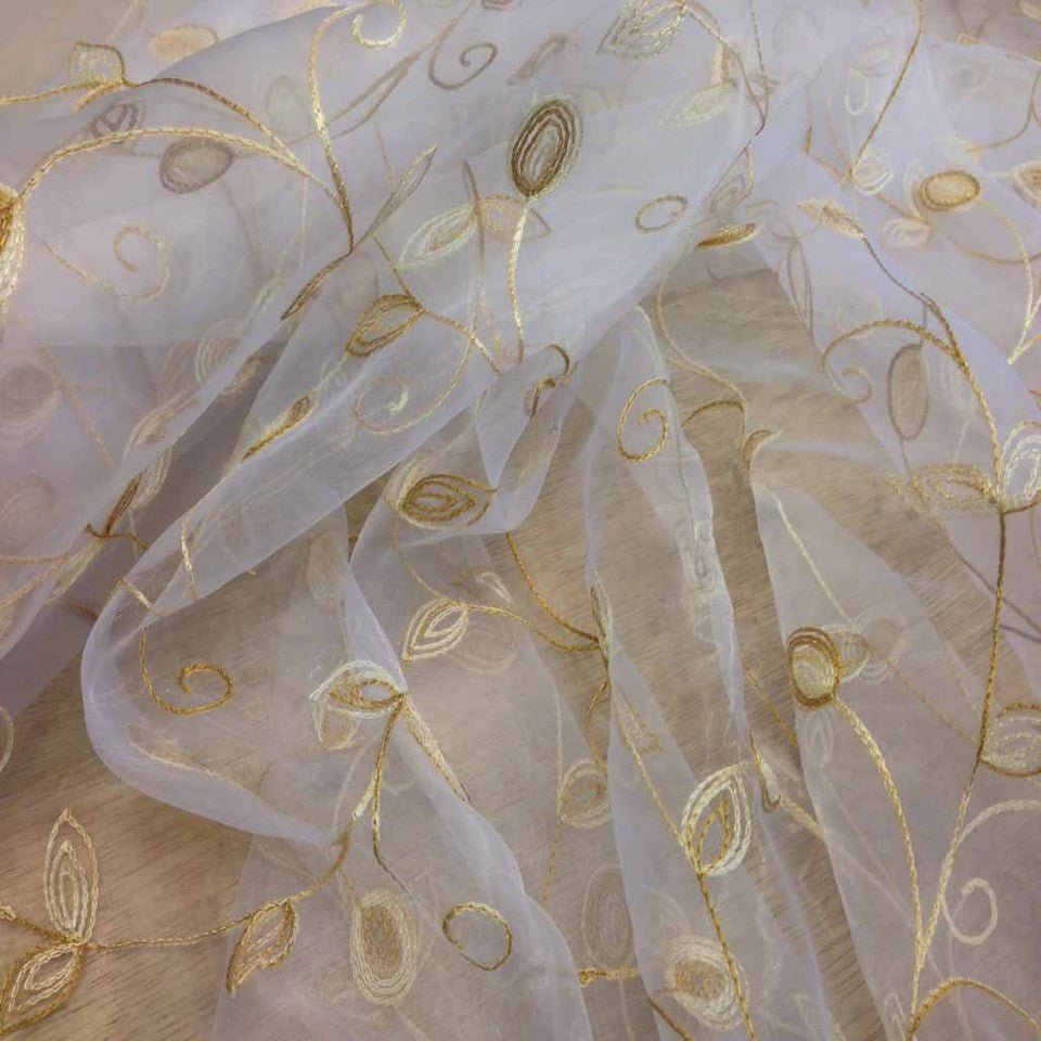 Embroidered Organza Window Voile Draping Fabric - Bull Ring Fabrics