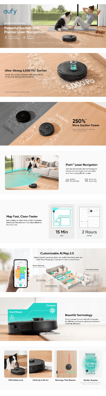 eufy L60 Hybrid Robot Vacuum with Powerful Suction, Mop, and iPath Laser Navigat - Bull Ring Fabrics