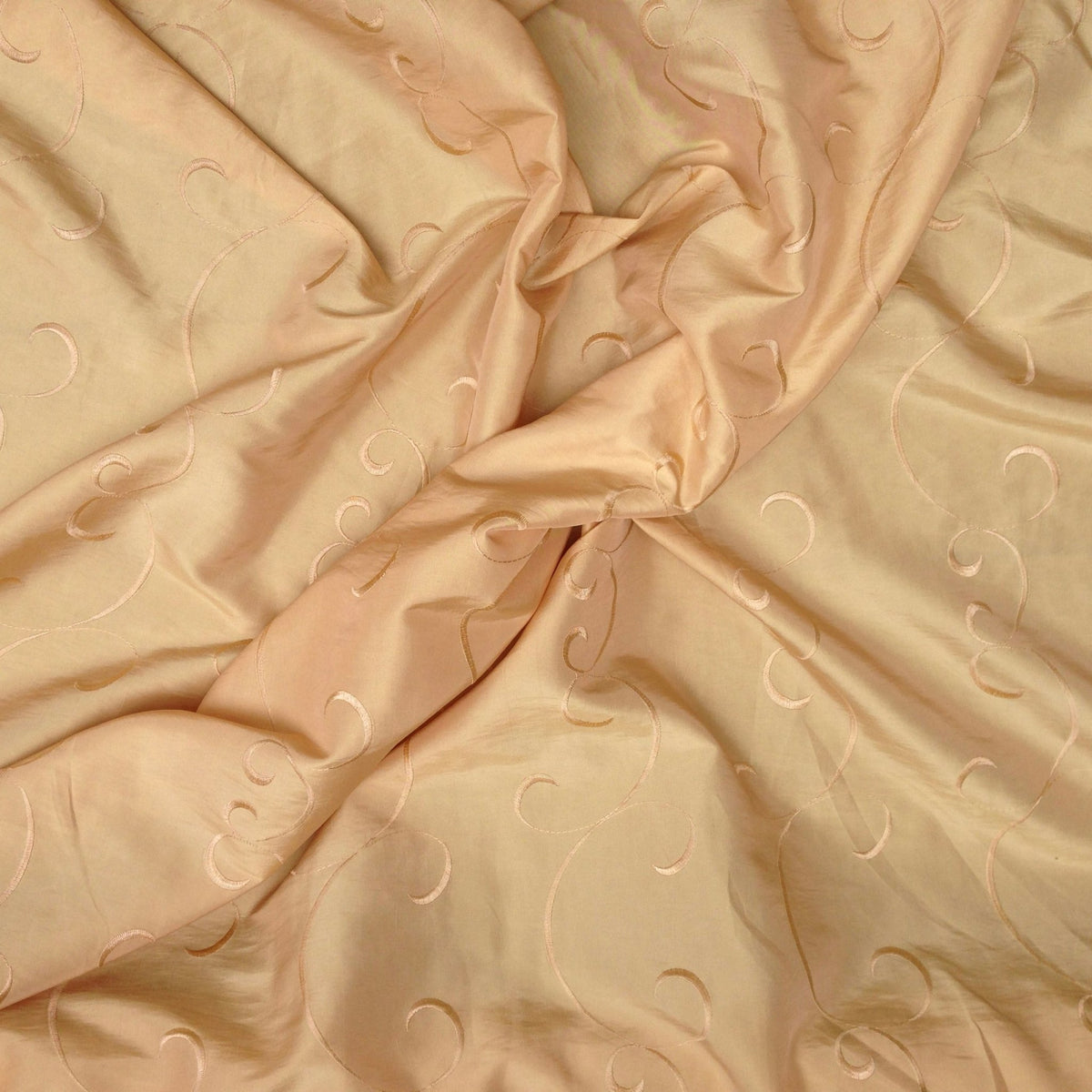 Gold Swirls Embroidery Taffeta Dress Craft Fabric - Bull Ring Fabrics