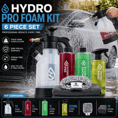 HYDRO Car Cleaning Kit 6 Piece Set Pre Wash Snow Lance Foam Shampoo Detailing - Bull Ring Fabrics