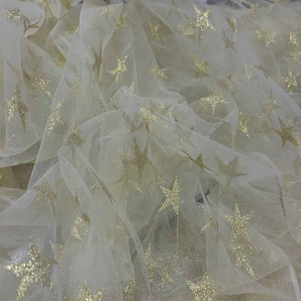 Metallic Stars Dress Net Fabric Tutu Tulle Skirt Costumes 60" - Bull Ring Fabrics