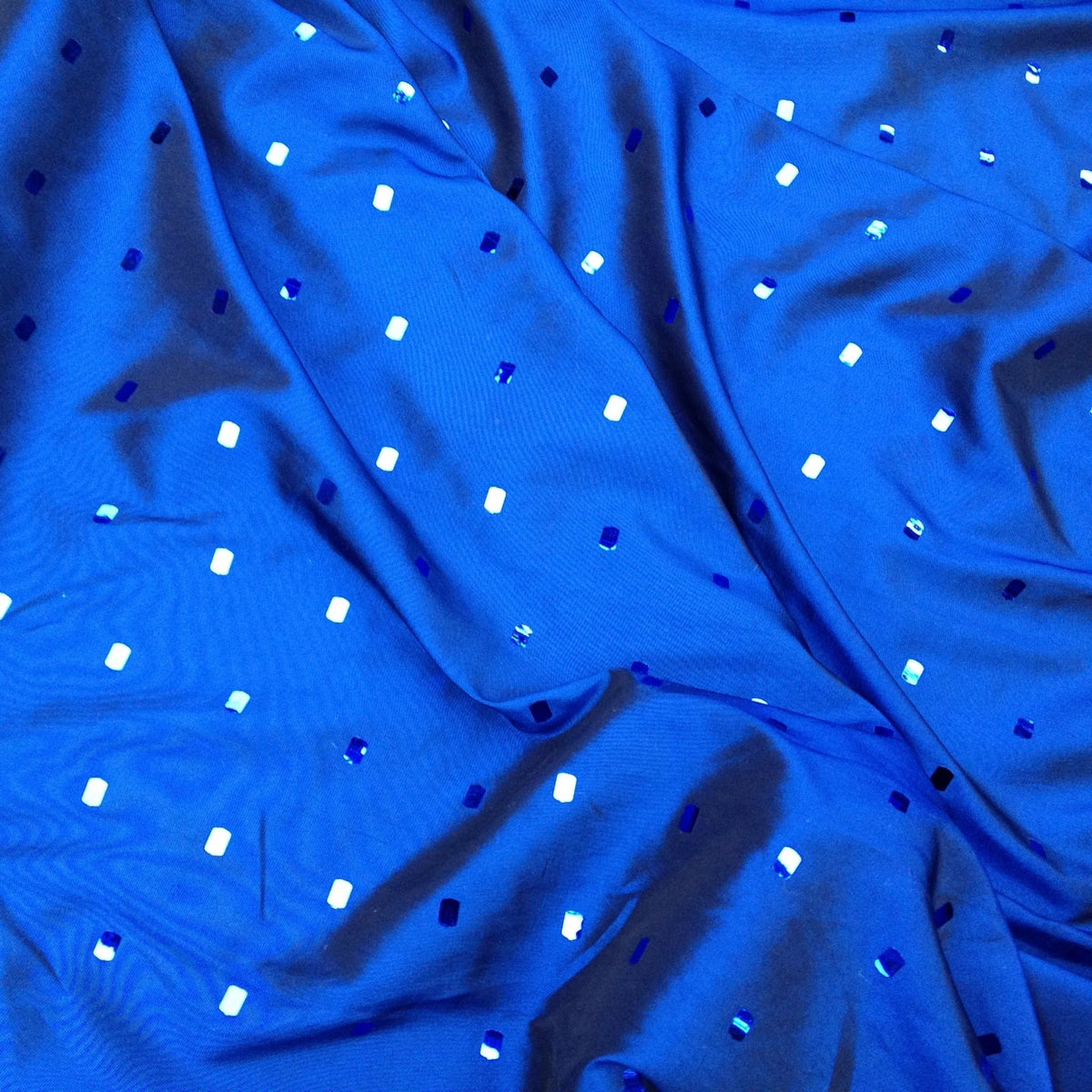 Mirror Sequin Taffeta Fabric Dress Bridal Abaya Gown Material, Navy Shot Black - Bull Ring Fabrics