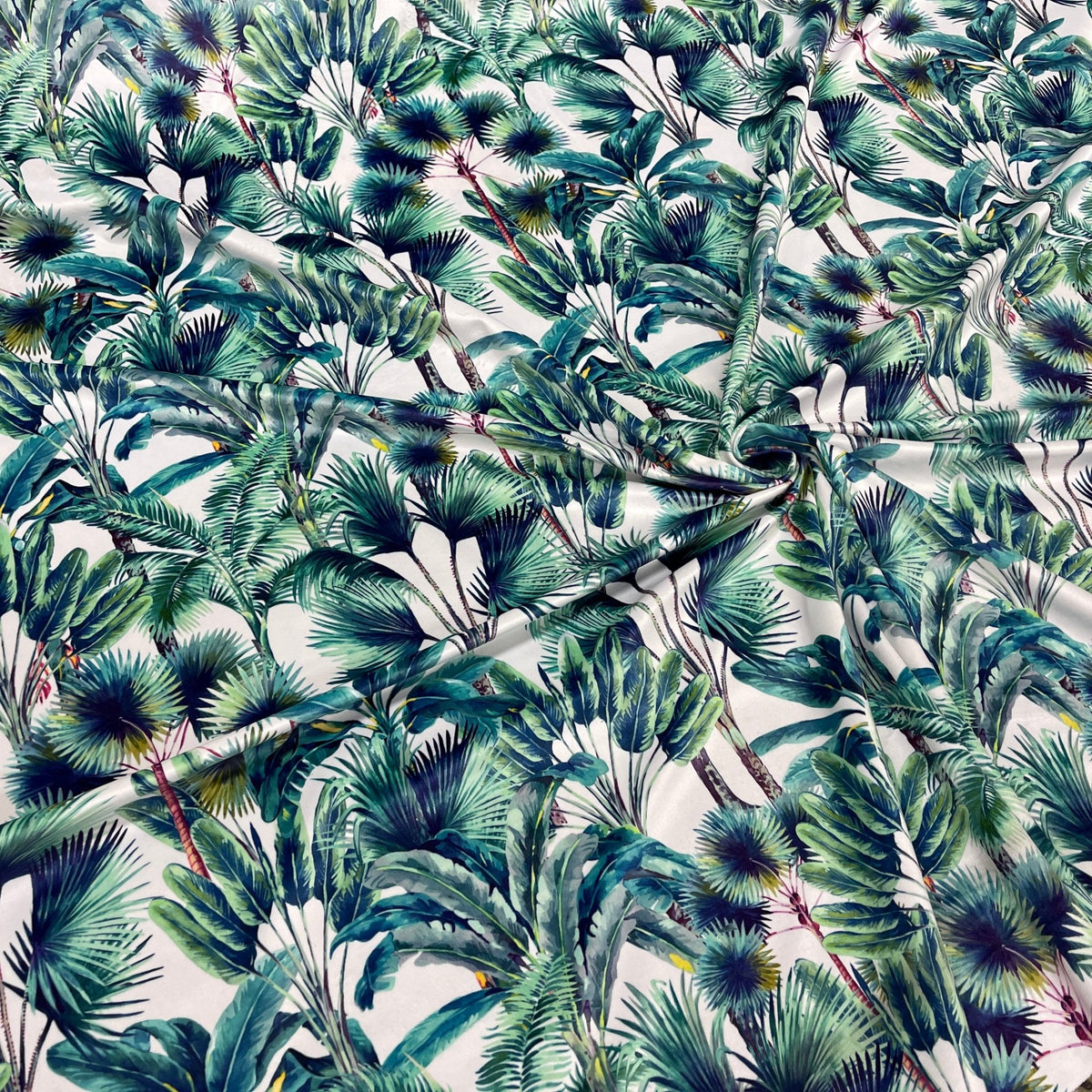 Palm Springs Digital Print Plush Velvet Curtain Fabric, Natural - Bull Ring Fabrics