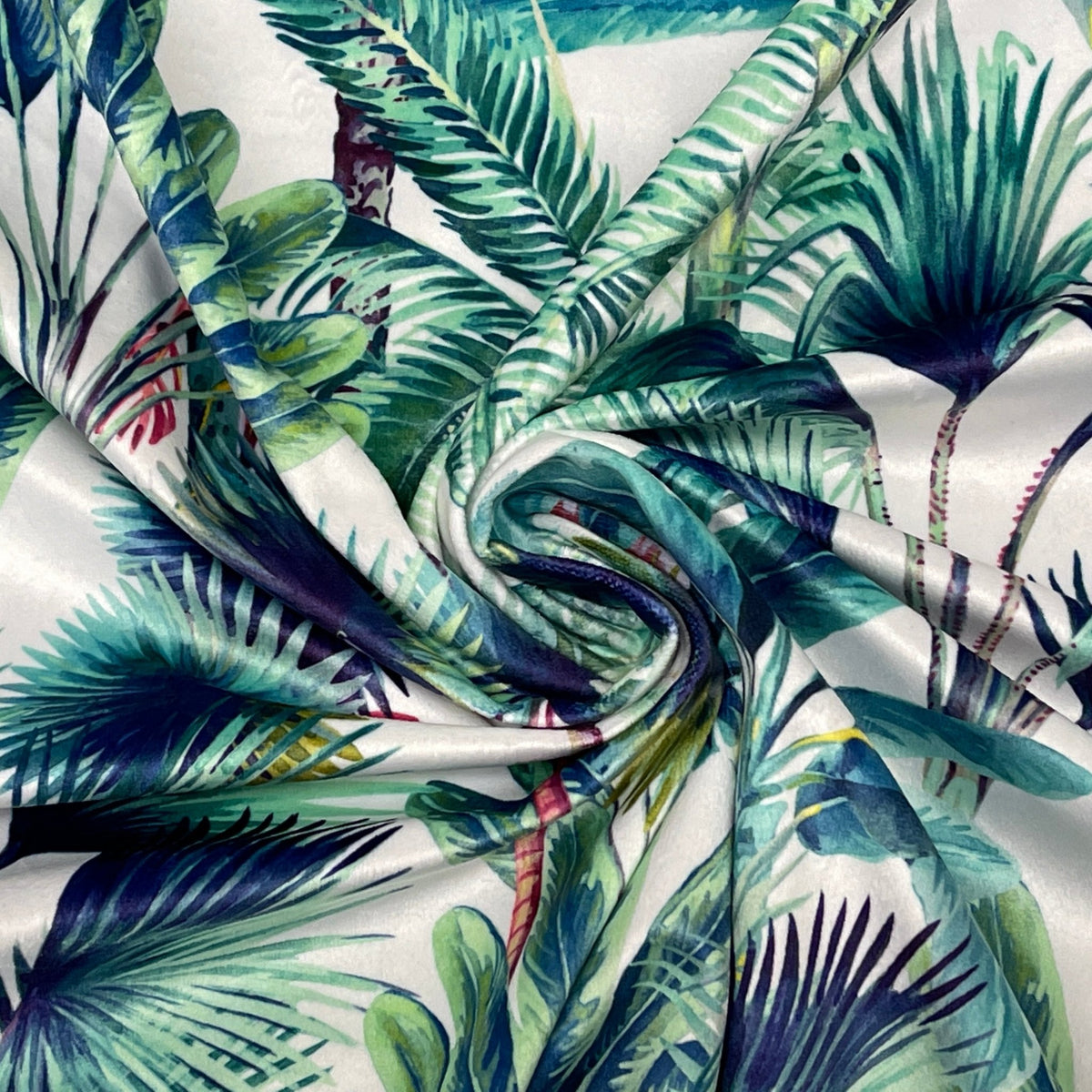 Palm Springs Digital Print Plush Velvet Curtain Fabric, Natural - Bull Ring Fabrics