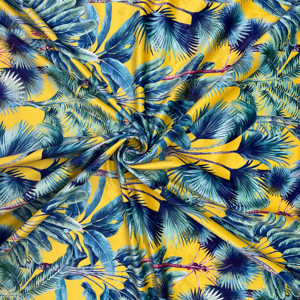 Palm Springs Digital Print Plush Velvet Curtain Fabric, Summer - Bull Ring Fabrics