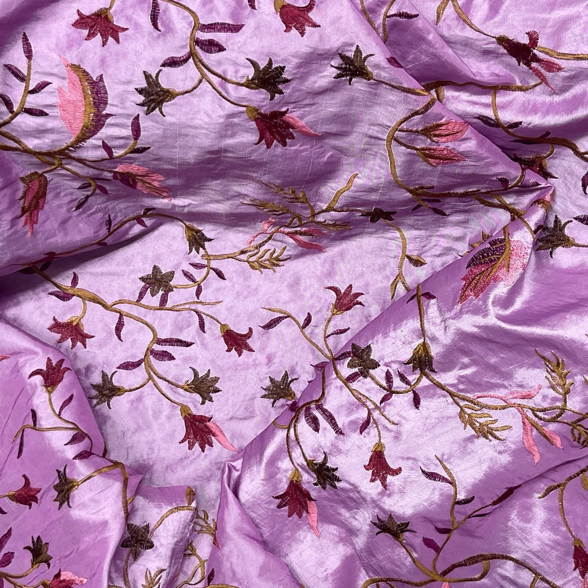 Pink Italian Taffeta Fabric Paradise Floral Embroidered Bridal Dress 60" - Bull Ring Fabrics